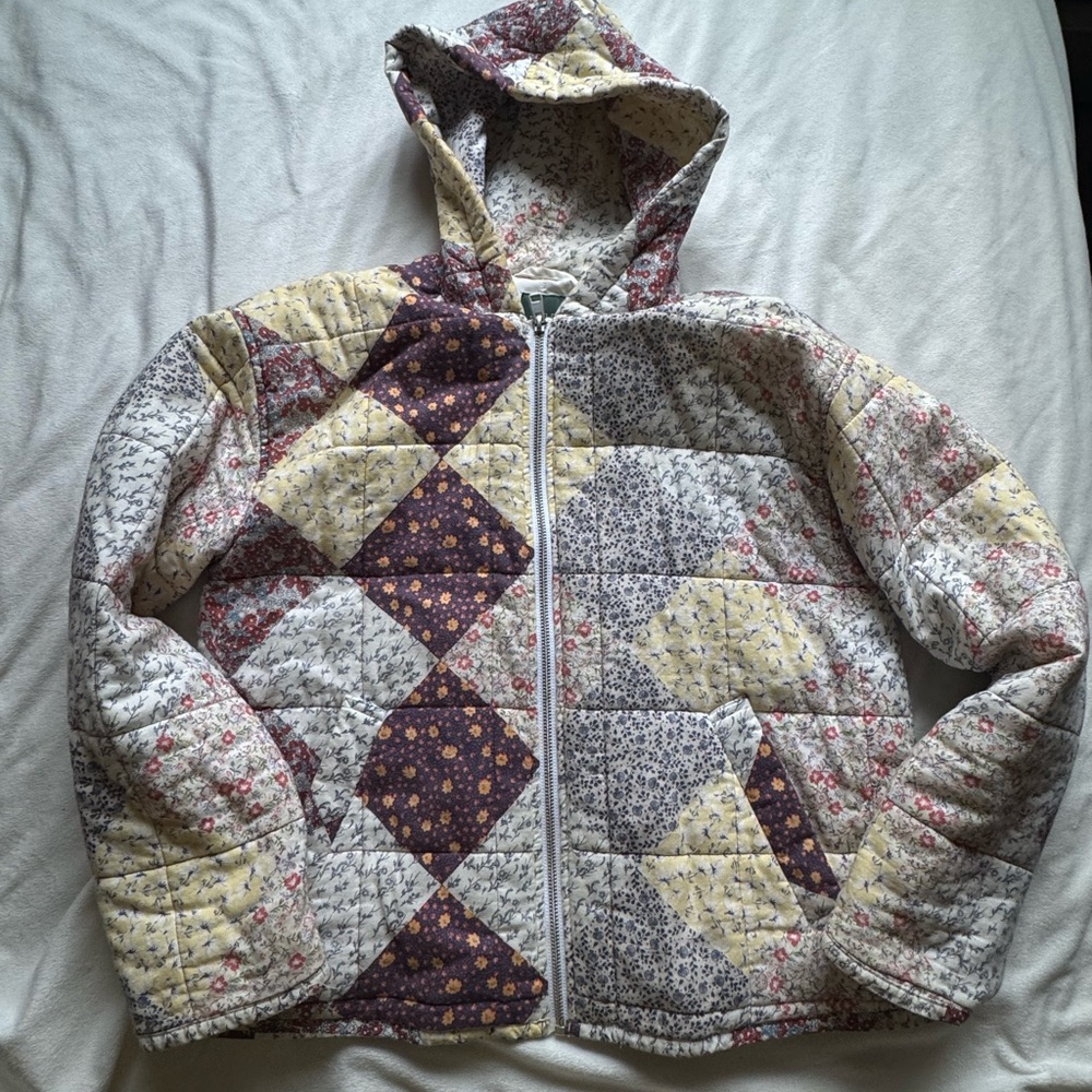 Quilted Patchwork Hooded Jacket
